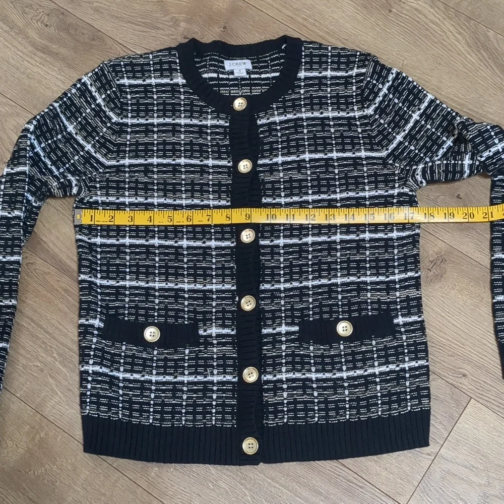 J Crew Factory Tweed Lady Cardigan Black & white Size Small - Picture 4 of 8